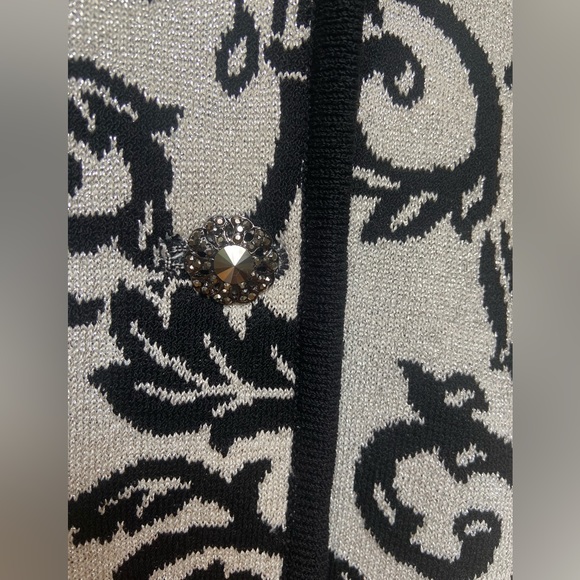 Liorah Exclusive Knits Silver Metallic Cardigan Jacket Wool Blend Size 14 - Picture 3 of 11